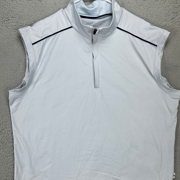 Maelreg Mens Performance Golf Vest 2XL Light Gray Quarter Zip Sleeveless Stretch